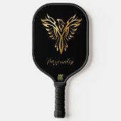 Phoenix aufstrebendes Black & Gold Elegant Pickleball Schläger (Rückseite)