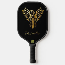 Phoenix aufstrebendes Black & Gold Elegant Pickleball Schläger
