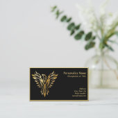 Phoenix aufstrebendes Black & Gold Elegant Visitenkarte (Stehend Vorderseite)