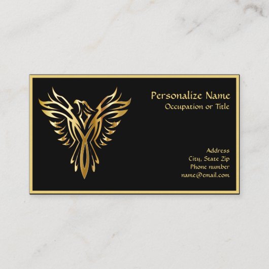 Phoenix aufstrebendes Black & Gold Elegant Visitenkarte (Vorderseite)