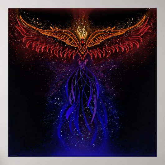 Phoenix aus Asche, Neonkunst Poster (Vorne)