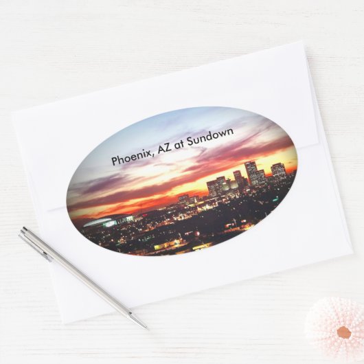 Phoenix, AZ an Sundown Ovaler Aufkleber (Umschlag)