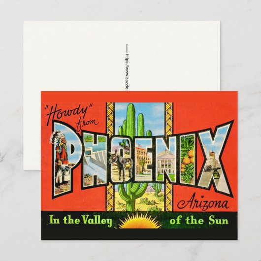 Phoenix AZ Retro Postkarte (Vorne/Hinten)