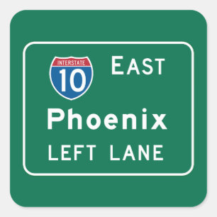 Phoenix, AZ Road Sign Quadratischer Aufkleber