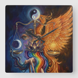 Phoenix Balance Spiritual Wall Tapestry Quadratische Wanduhr