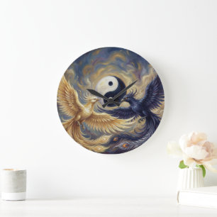 Phoenix Balance Spiritueller Wandteppich Große Wanduhr