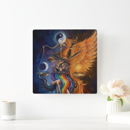 Phoenix Balance Spiritueller Wandteppich Quadratische Wanduhr