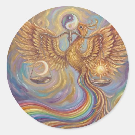 Phoenix Balance Yin Yang Aufkleber (Vorderseite)