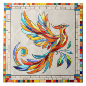 Phoenix Bird - farbenfrohe Mosaikkunst Fliese (Vorderseite)