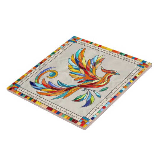Phoenix Bird - farbenfrohe Mosaikkunst Fliese (Seite)