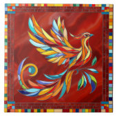 Phoenix Bird - farbenfrohe Mosaikkunst Fliese (Vorderseite)