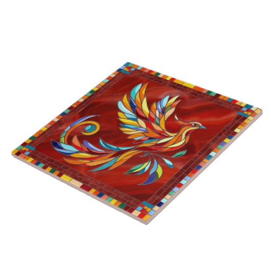 Phoenix Bird - farbenfrohe Mosaikkunst Fliese (Seite)