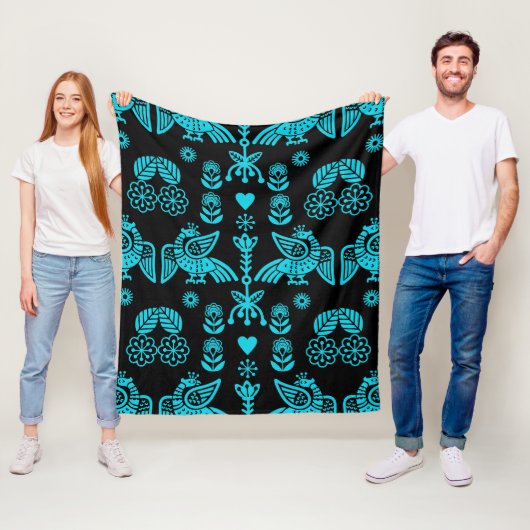 Phoenix Bird Folk Art Print Fleecedecke (Beispiel)