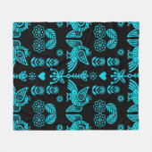 Phoenix Bird Folk Art Print Fleecedecke (Vorderseite (Horizontal))