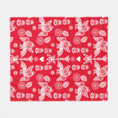 Phoenix Bird Folk Art Print Fleecedecke (Vorderseite (Horizontal))
