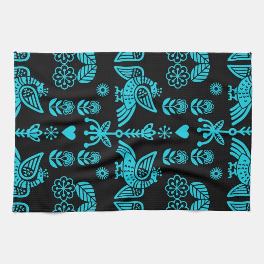 Phoenix Bird Folk Art Print Geschirrtuch (Horizontal)