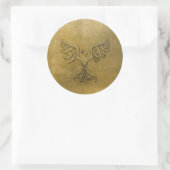 Phoenix Bird Gold Embossed Runder Aufkleber (Tasche)