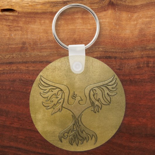 Phoenix Bird Gold Embossed Schlüsselanhänger (Vorderseite)