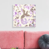 Phoenix Bird mit Aquarellfarben-Blume Leinwanddruck (Insitu (Wohnzimmer))