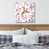 Phoenix Bird mit Aquarellfarben-Blume Leinwanddruck (Insitu (Schlafzimmer))