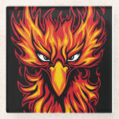Phoenix Bird mit fiery Flammen Grafik Design Glasuntersetzer (Vorderseite)