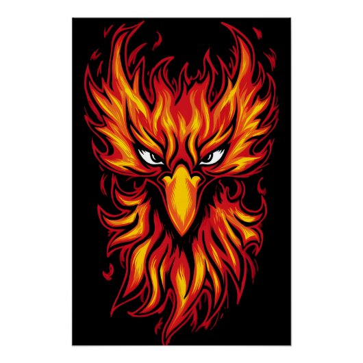 Phoenix Bird mit fiery Flammen Grafik Design Poster (Vorderseite)
