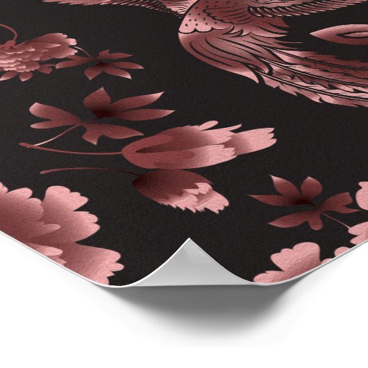 Phoenix Bird mit Peak-Blume Poster (Ecke)