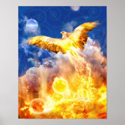 Phoenix Bird RISE ABOVE YOUR TROUBLES Poster (Vorne)