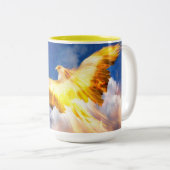Phoenix Bird "STEIGEN ÜBER IHREN TROUBLES" Zweifarbige Tasse (VorderseiteRechts)