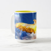 Phoenix Bird "STEIGEN ÜBER IHREN TROUBLES" Zweifarbige Tasse (Vorderseite Links)