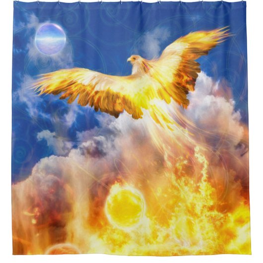 Phoenix Bird STEIGT ÜBER IHREN TROUBLES Duschvorhang (Vorderseite)
