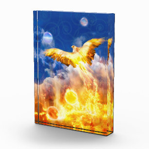 Phoenix Bird STEIGT ÜBER IHREN TROUBLES Fotoblock