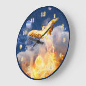 Phoenix Bird STEIGT ÜBER IHREN TROUBLES Große Wanduhr (Winkel)