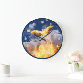 Phoenix Bird STEIGT ÜBER IHREN TROUBLES Große Wanduhr (Zuhause)