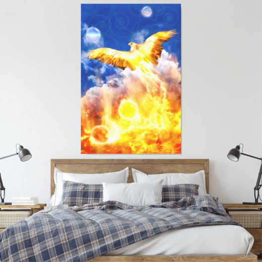 Phoenix Bird STEIGT ÜBER IHREN TROUBLES Leinwanddruck (Insitu (Schlafzimmer))