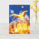 Phoenix Bird STEIGT ÜBER IHRER TROUBLES-Karte Karte (Gelbe Blume)