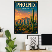 Phoenix Camelback Mountain Wüste Poster (Heimbüro)