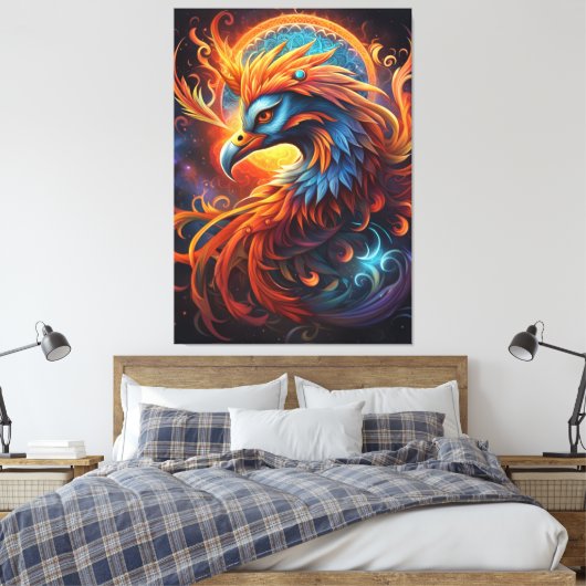 Phoenix Canvas Print Leinwanddruck (Insitu (Schlafzimmer))