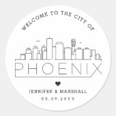 Phoenix City Skyline | Begrüßung Runder Aufkleber (Vorderseite)