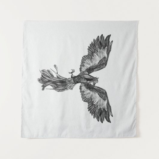 Phoenix, das - Schwarzweiss steigt Wandteppich (Vorderseite (Horizontal))