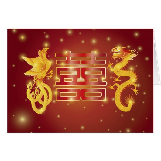 Phoenix-Drache-Hochzeits-Karte (Vorderseite (Horizontal))