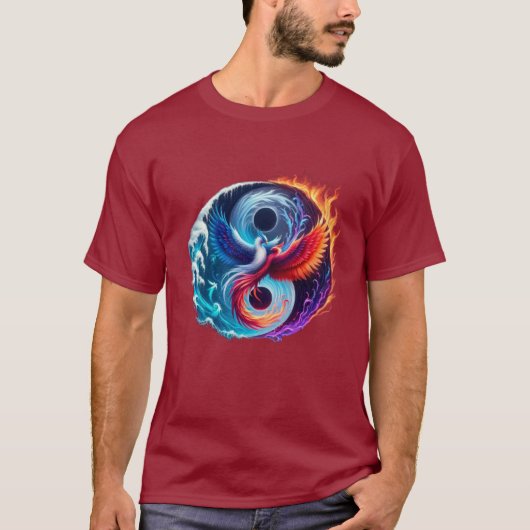 Phoenix & Drache Yin Yang T-Shirt (Vorderseite)