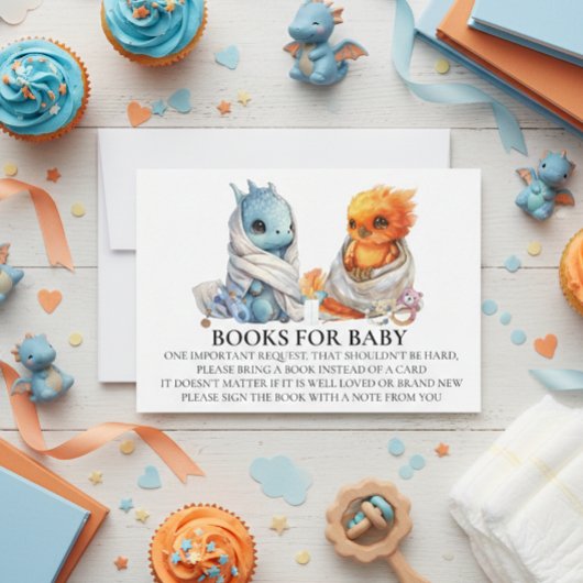Phoenix Dragon Twins Baby Shower Book for Baby Einladung