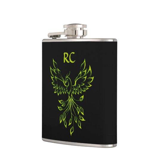 Phoenix-Erhöhungen bei Schwarzen Initialen Flachmann (Links)