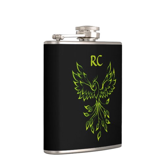 Phoenix-Erhöhungen bei Schwarzen Initialen Flachmann (Rechts)