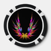 Phoenix - farbenfrohe Fraktalkunst auf Schwarz, in Pokerchips (Rückseite)