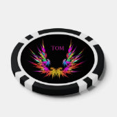 Phoenix - farbenfrohe Fraktalkunst auf Schwarz, in Pokerchips (Einzeln)