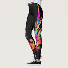 Phoenix - farbige Fraktal-Kunst auf schwarz Leggings