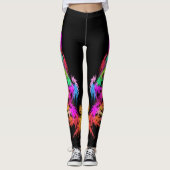 Phoenix - farbige Fraktal-Kunst auf schwarz Leggings (Vorderseite)