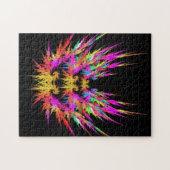 Phoenix - farbige Fraktal-Kunst auf schwarz Puzzle (Horizontal)